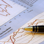 stock market and pen